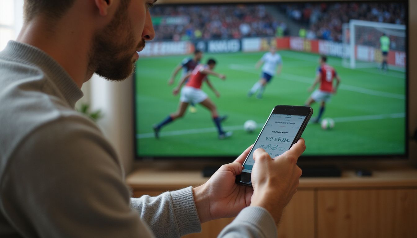 A man uses Bet365 Cash Out feature on his smartphone during a live sports event. A man uses Bet365 Cash Out feature on his smartphone during a live sports event.